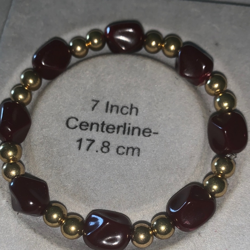 Rare Gold and burgundy stretch Bracelet - Picture 1 of 5